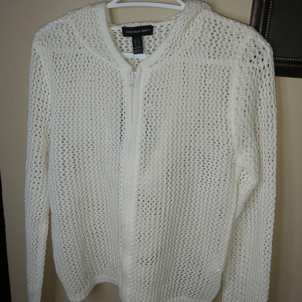 💢SOLD💢Streetwear Society Open Knit Zipped up Hoodie - Picture 4 of 13